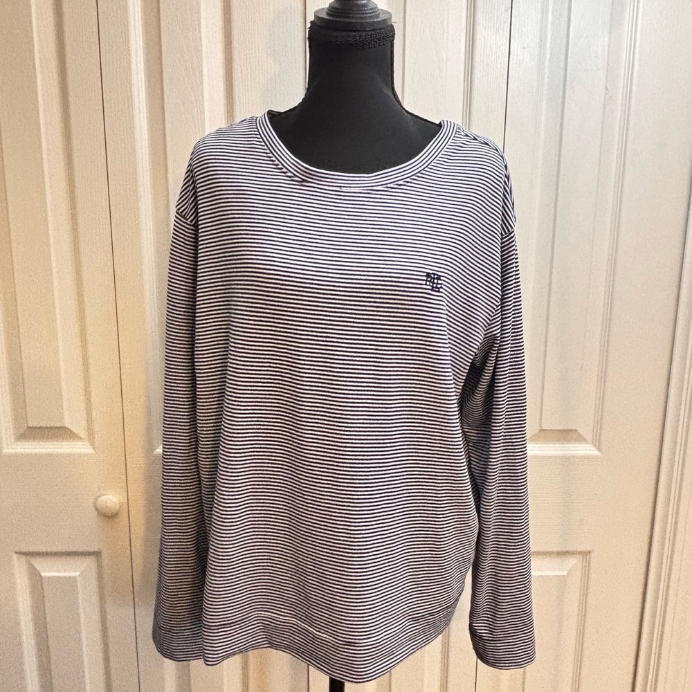 Ralph Lauren Navy and White Striped Top Black Label